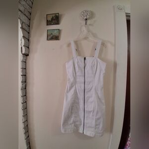 White Mini Zip Front Dress